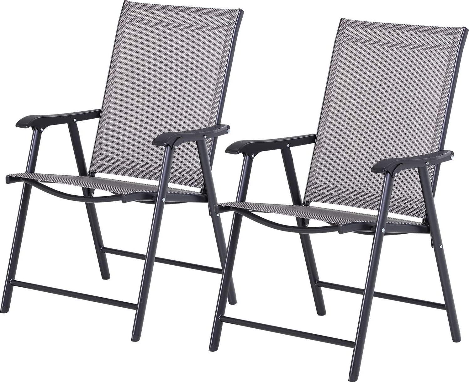 Folding Outdoor Patio Chairs Set of 2 Stackable Portable for Deck, Garden, Camping and Travel-