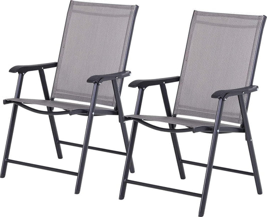 Folding Outdoor Patio Chairs Set of 2 Stackable Portable for Deck, Garden, Camping and Travel-