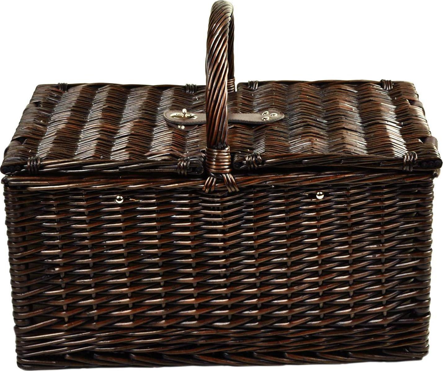 GIFTS PLAZA (D) Buckingham Picnic Basket for 4 Set for Outdoor (Brown)