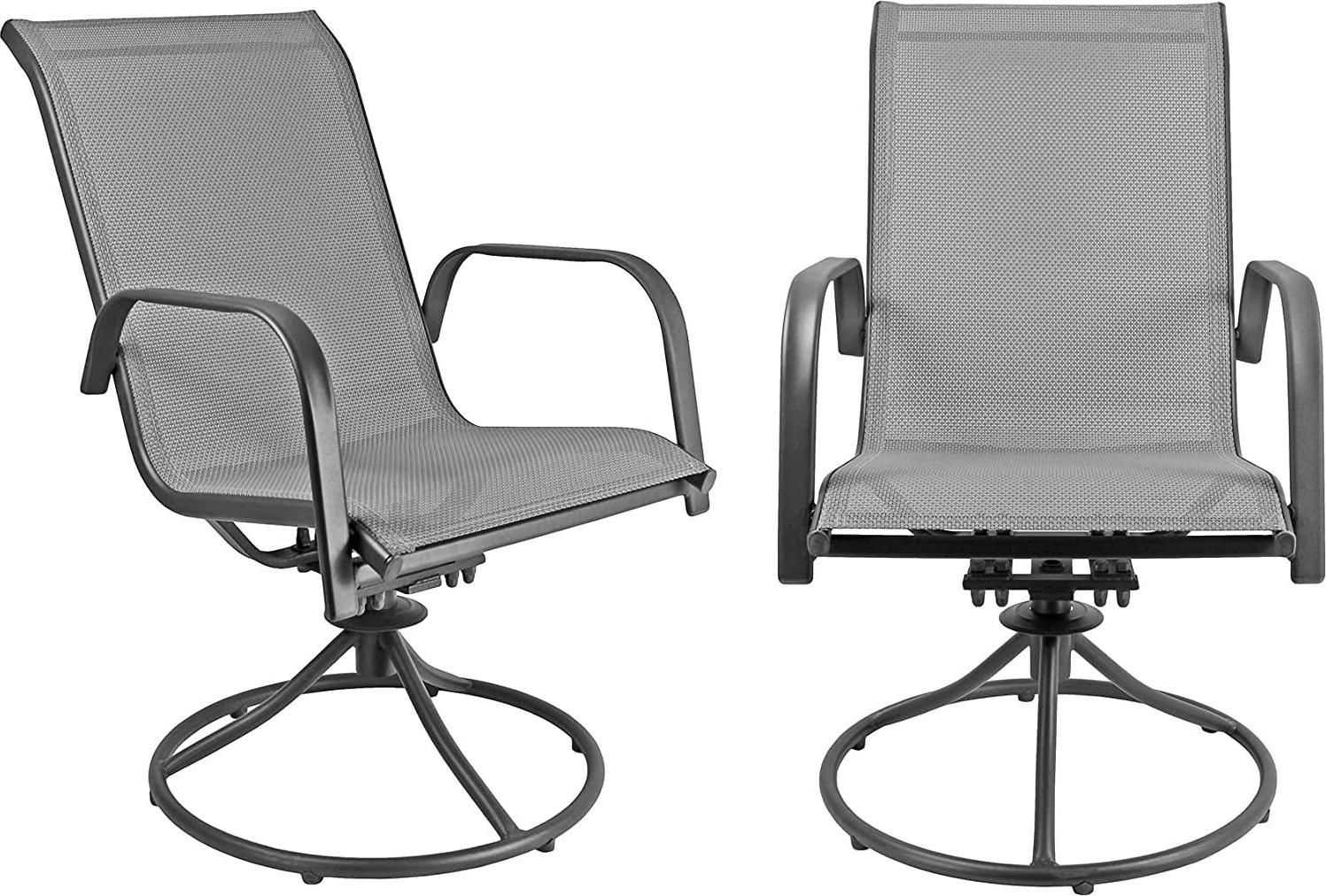 Garden Elements Sienna Metal Patio Chair Swivel Rockers (Pack of 2, Grey)-