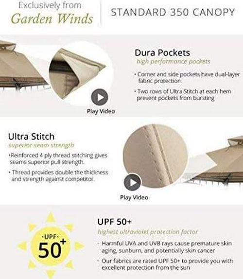 Garden Winds Replacement Canopy for Target Madaga Gazebo, Beige