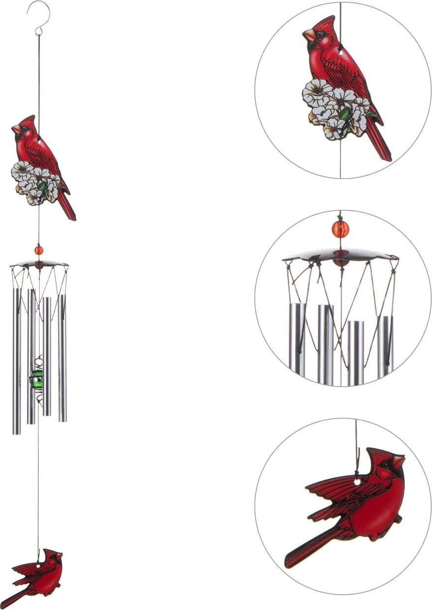 Cardinal Bird Wind Chime, Red Bird Wind Chimes Outdoor Decorations, Garden Backyard Church Hanging Decor