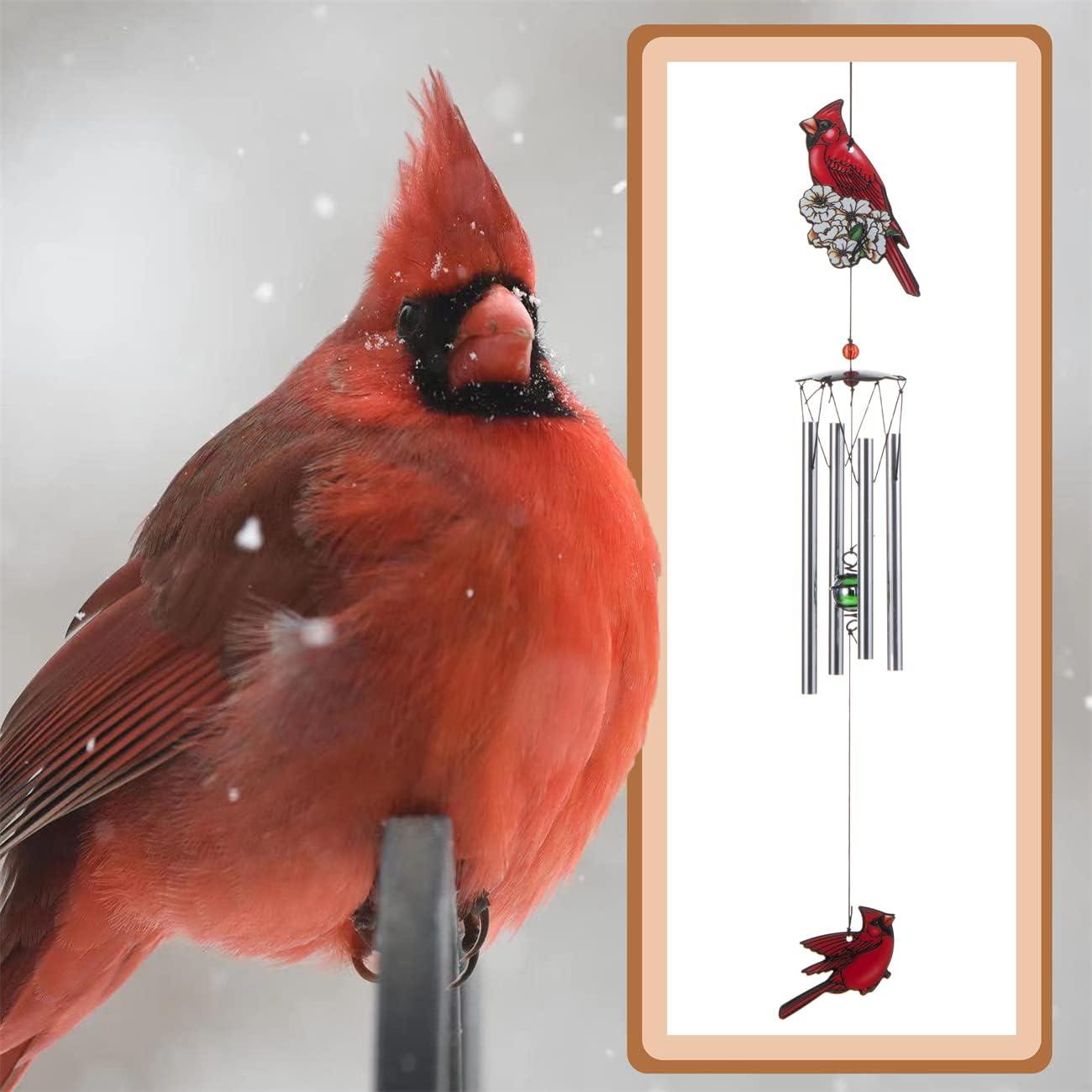 Cardinal Bird Wind Chime, Red Bird Wind Chimes Outdoor Decorations, Garden Backyard Church Hanging Decor