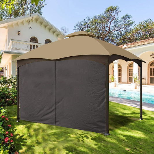 Gazebo Universal Replacement Privacy Curtain Privacy Panel Canopy Side Wall with Zipper for 10' x 12' Outdoor Gazebo (Brown)-