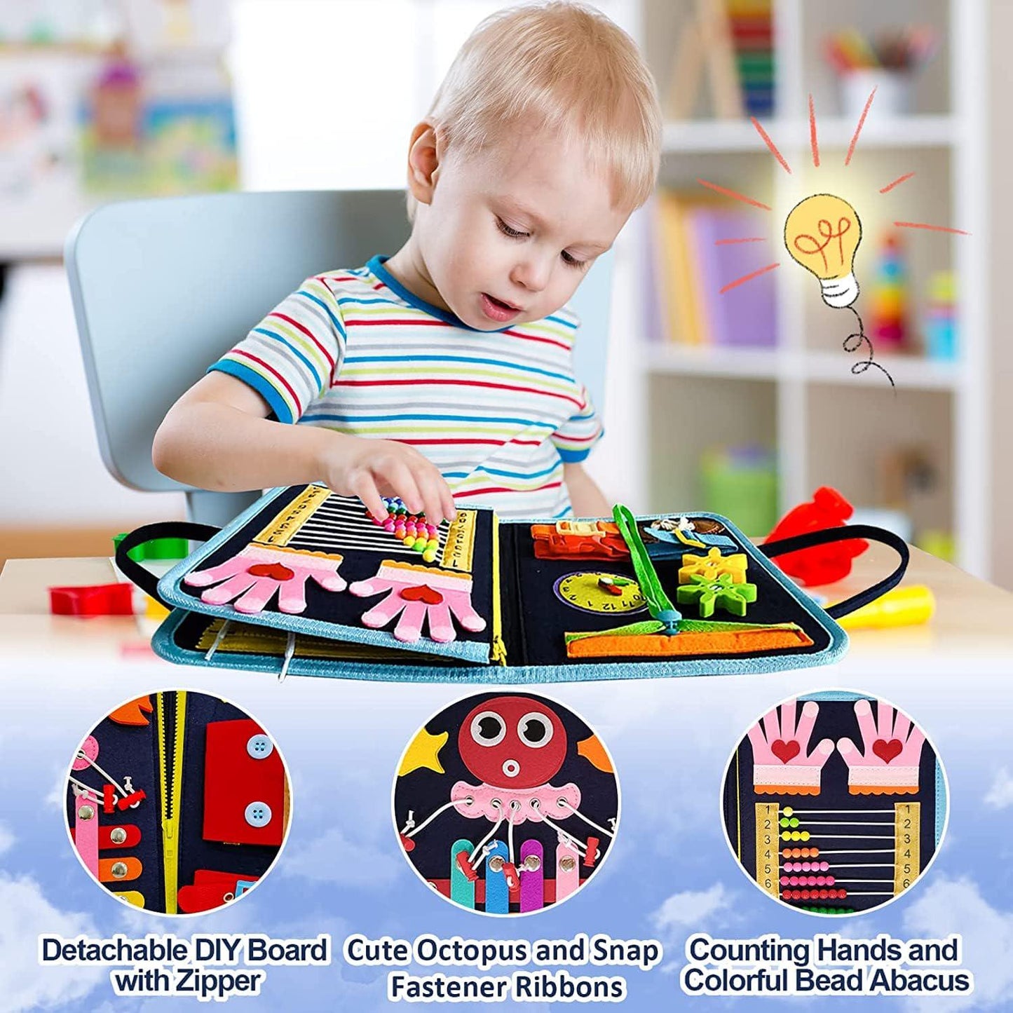 Busy Board Montessori Toys for 1 2 3 4 Year Old Boys and Girls Gifts, Sensory Toys for Toddlers 1-3,