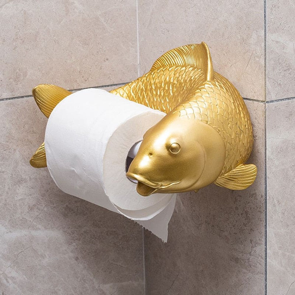 Gold Koi Fish Toilet Paper Holder-