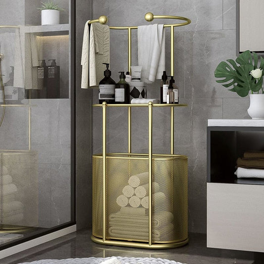Gold Toilet Luxury Floor Towel Rack and shelf-