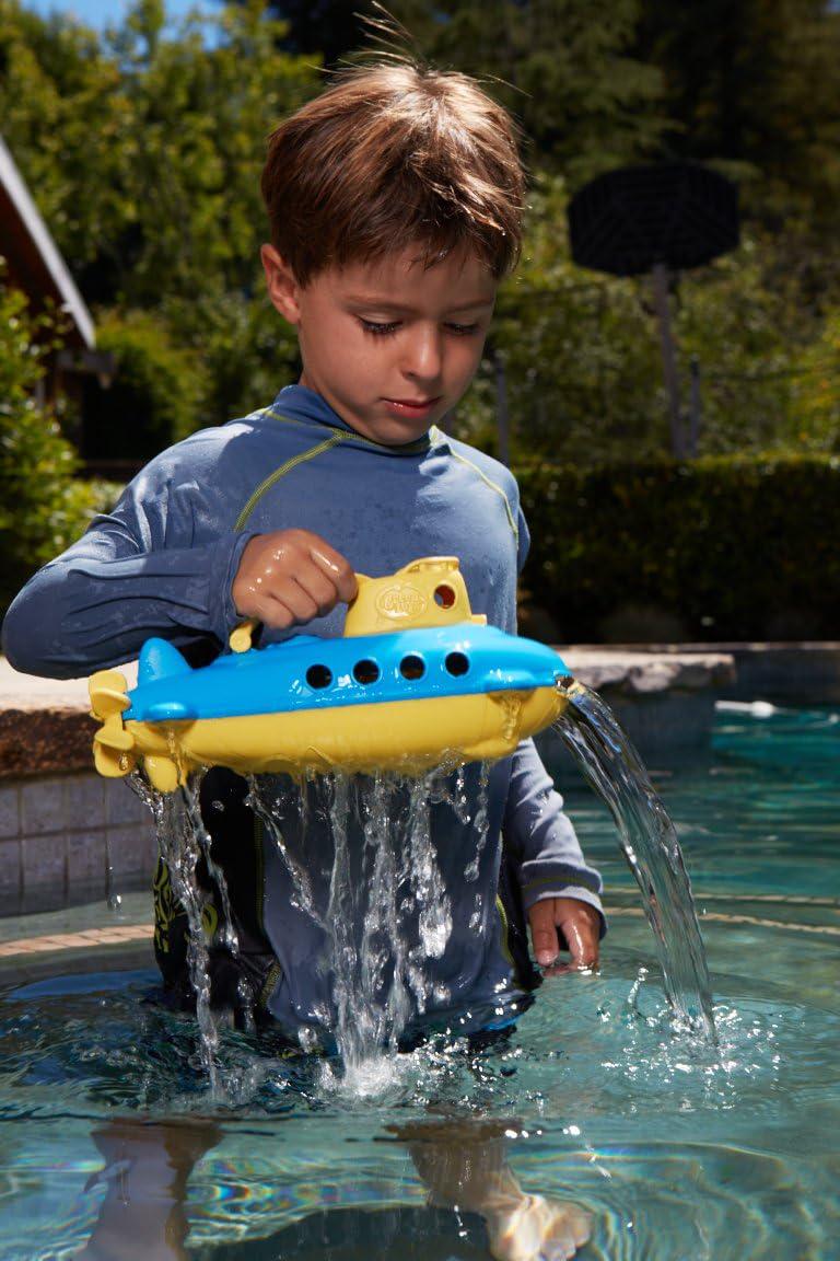 Submarine in Yellow and blue - BPA Free, Phthalate Free, Bath Toy with Spinning Rear Propeller. Safe Toys for Toddlers, Babies