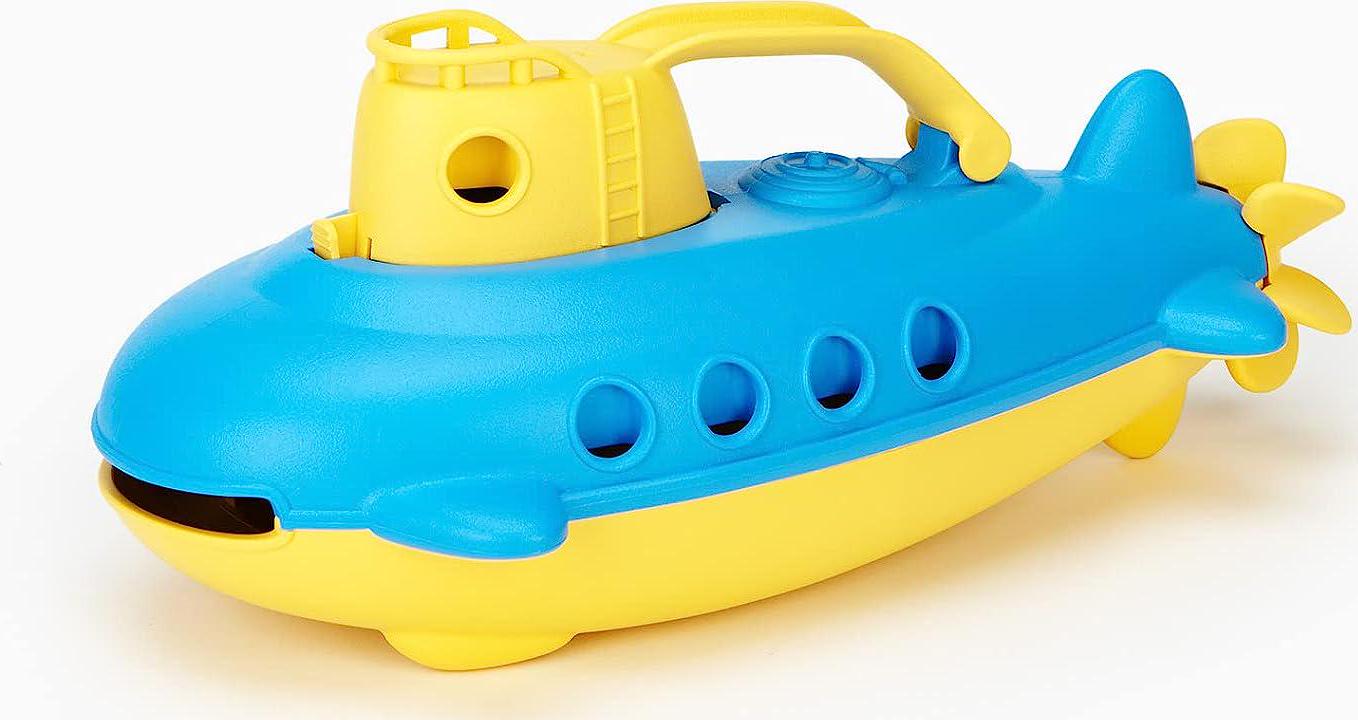 Submarine in Yellow and blue - BPA Free, Phthalate Free, Bath Toy with Spinning Rear Propeller. Safe Toys for Toddlers, Babies