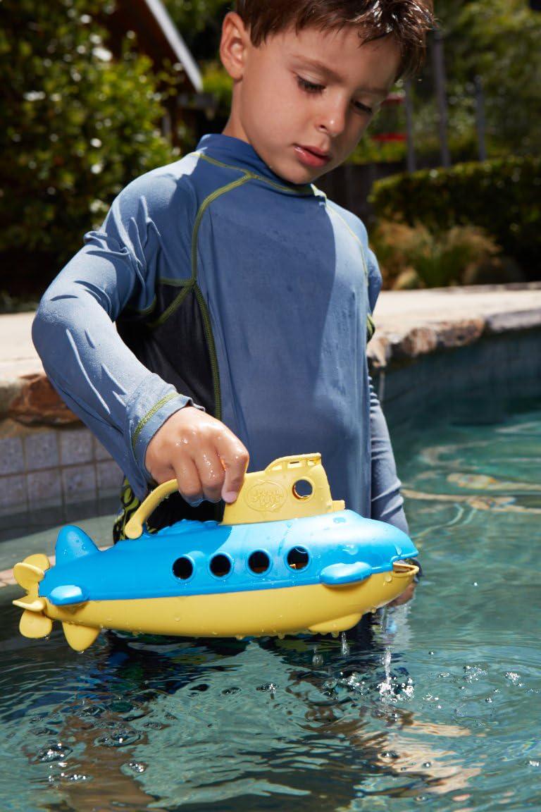 Submarine in Yellow and blue - BPA Free, Phthalate Free, Bath Toy with Spinning Rear Propeller. Safe Toys for Toddlers, Babies