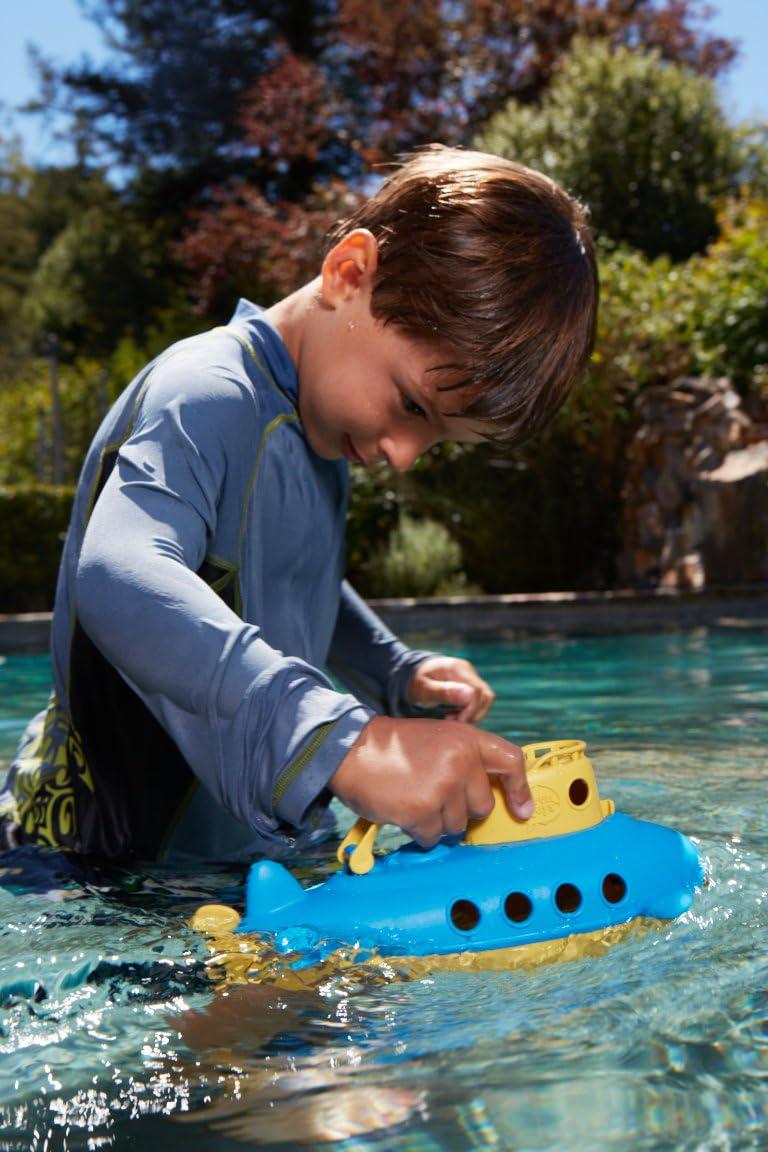 Submarine in Yellow and blue - BPA Free, Phthalate Free, Bath Toy with Spinning Rear Propeller. Safe Toys for Toddlers, Babies