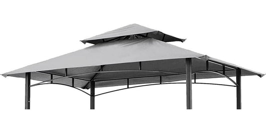 Grill Gazebo Replacement Canopy Roof Hugline 5x8 Outdoor Grill Shelter Canopy Top Double Tiered BBQ Tent Cover Fit for Model L-GG001PST-F (Gray)-