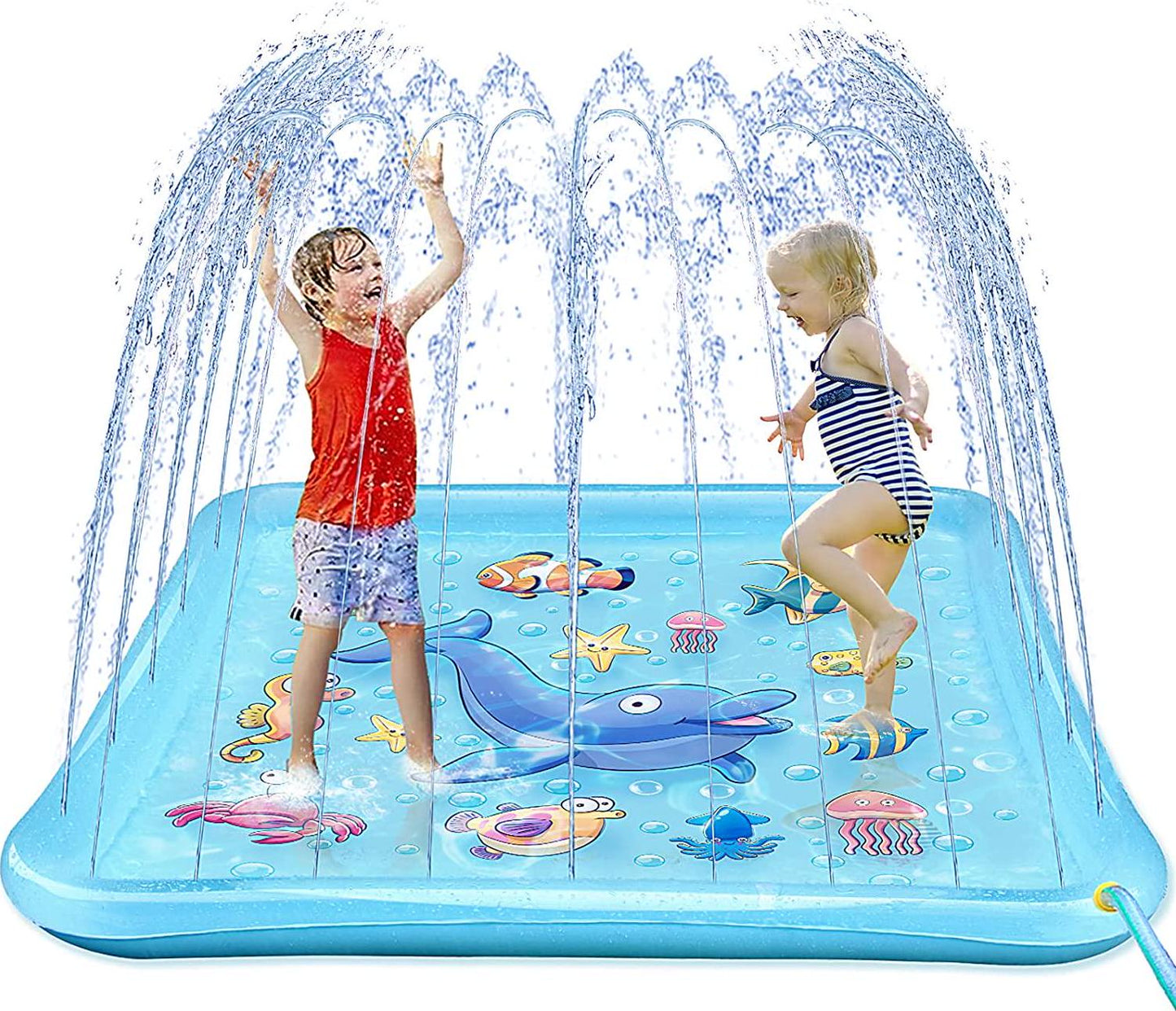 Growsland Splash Pad for Toddlers, Outdoor Sprinkler for Kids, 67 Summer Water Toys Inflatable Wading Baby Pool Fun Gifts for 3 4 5 6 7 8 9 Years Old Boy Girl Backyard Garden Lawn Outdoor Games-