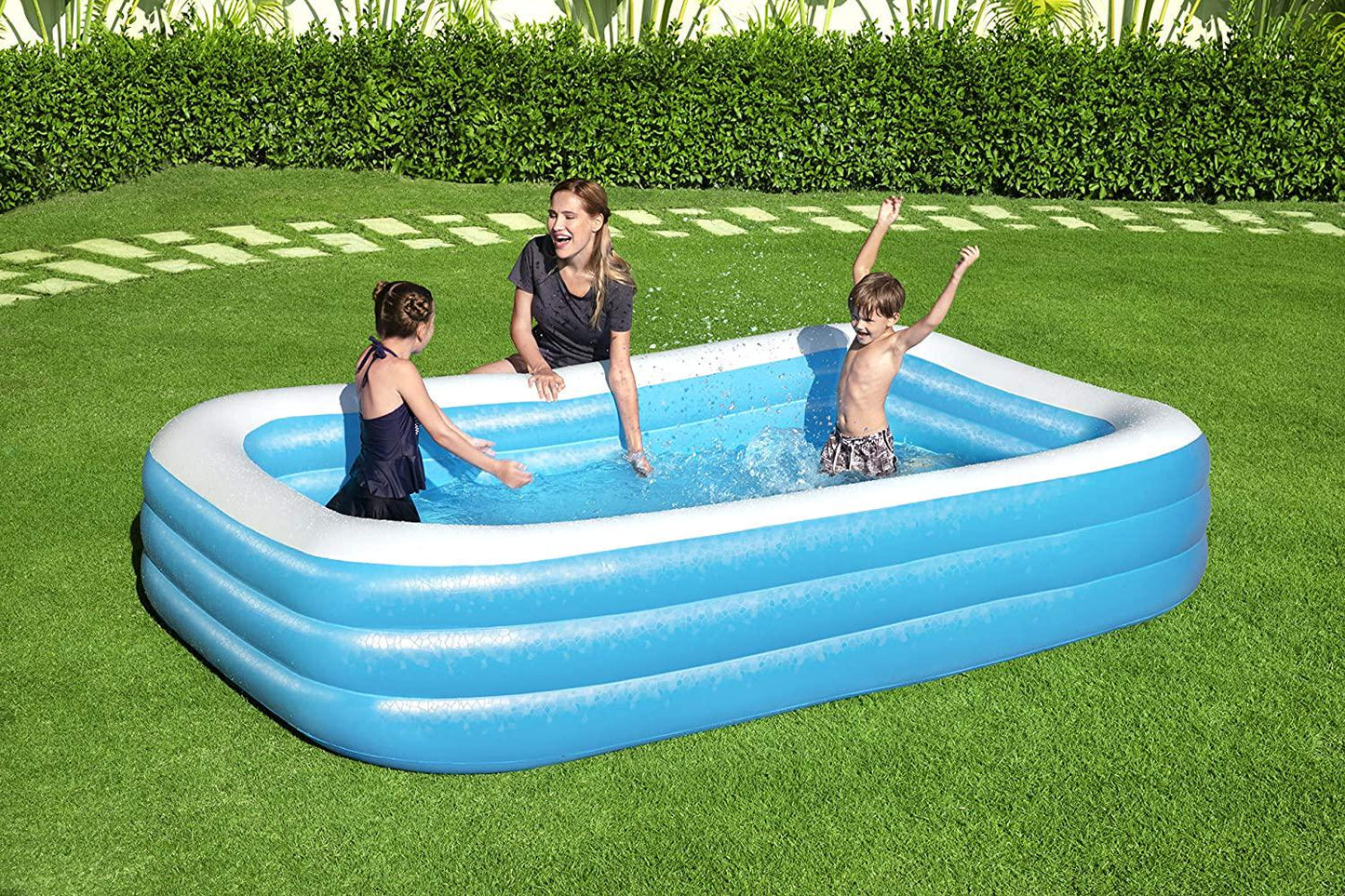 Blue Rectangular Inflatable Family Pool (10' x 6' x 22 )