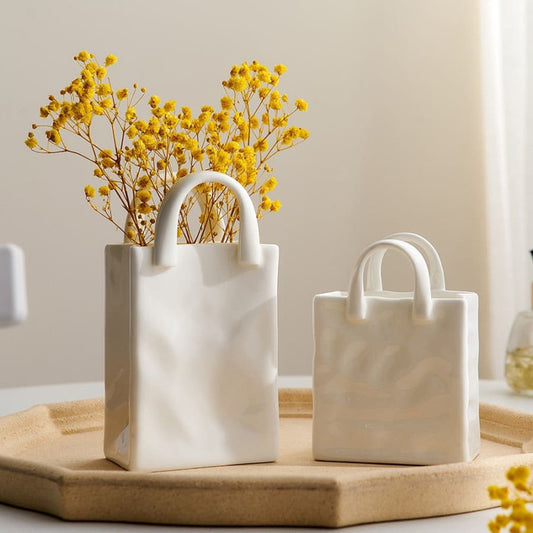 Hand Bag Ceramic Flower Vase-