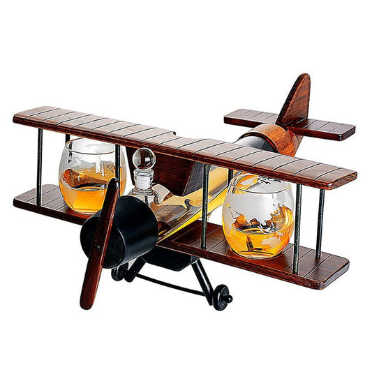 Handcrafted Airplane Globe Decanter Set-