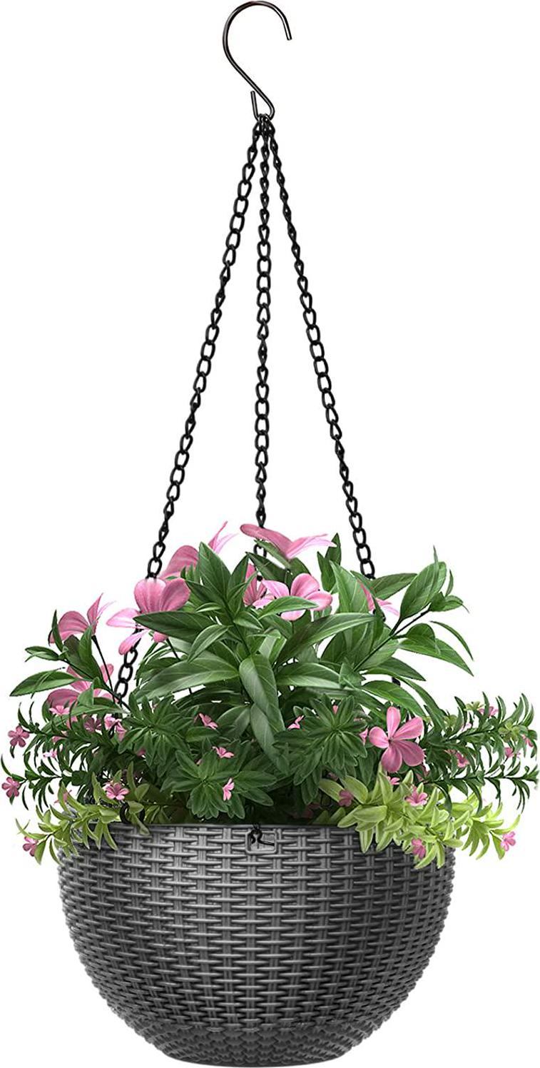 Hanging Basket Planters Plastic Hanging Baskets Flower Pot Plant Holder Hanging Planters Baskets Plants Pot Container with Chain for Indoor Outdoor Plants Garden Porch Balcony Décor-