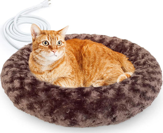 Heated Cat Beds for Indoor Cats Round Warming Cat Beds-