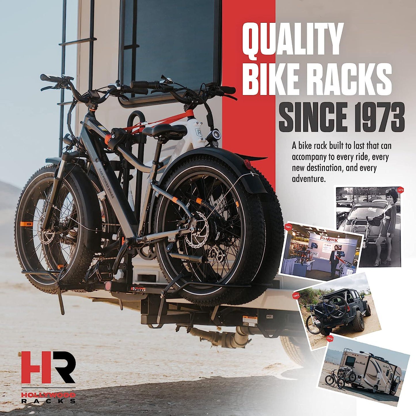 RV Rider Hitch Bike Rack for 2 E-Bikes up to 80 lbs Each - Premium Electric Bike Rack for RV, Fifth Wheel, Flat Towed Vehicle - Durable EBike Rack