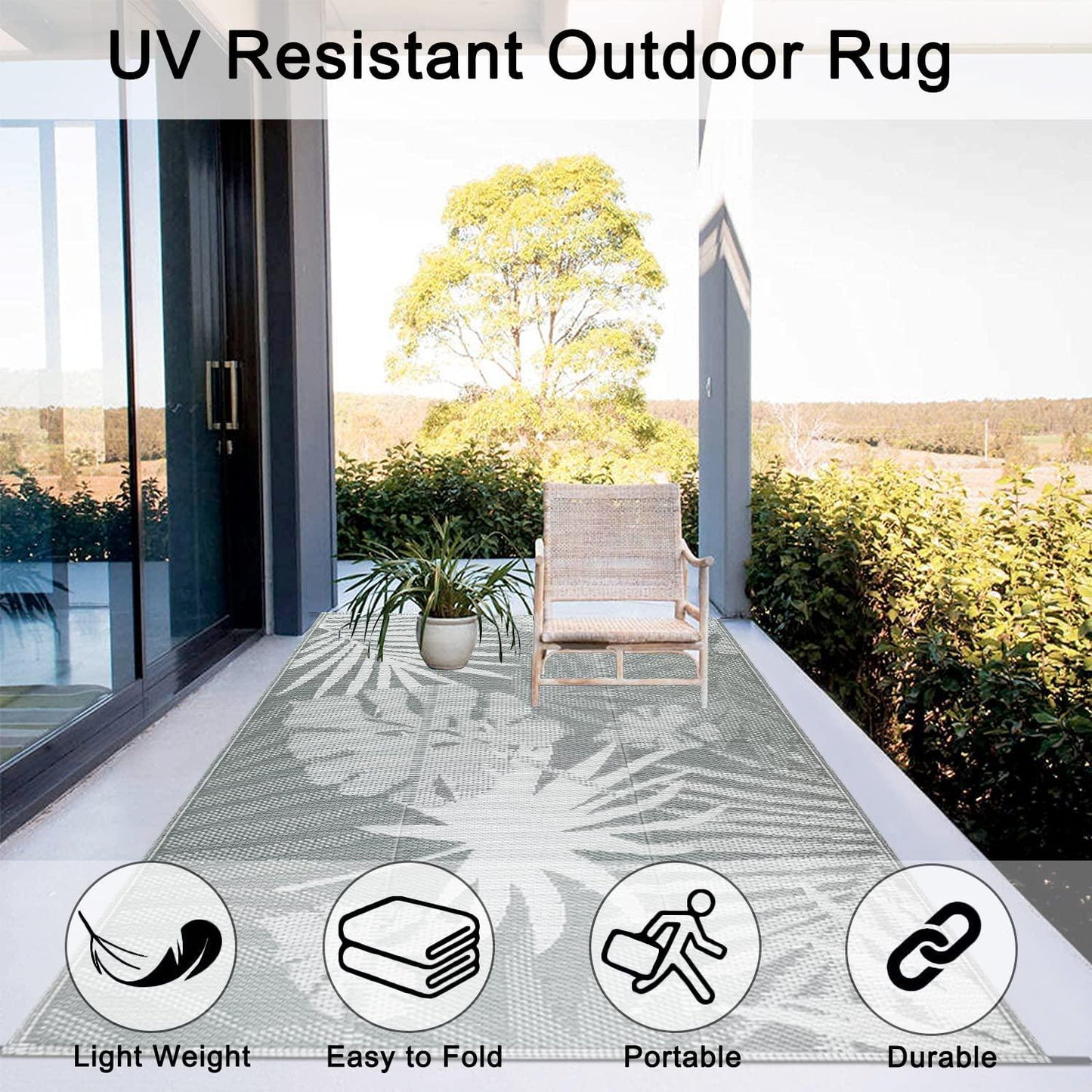 Outdoor Rugs 5 x8 Waterproo Patio Rugs Outdoor Clearance Reversible Lightweight Outdoor Rugs Portable RV Camping Mats for Tents Deck Porch BBQ Beach Backyard