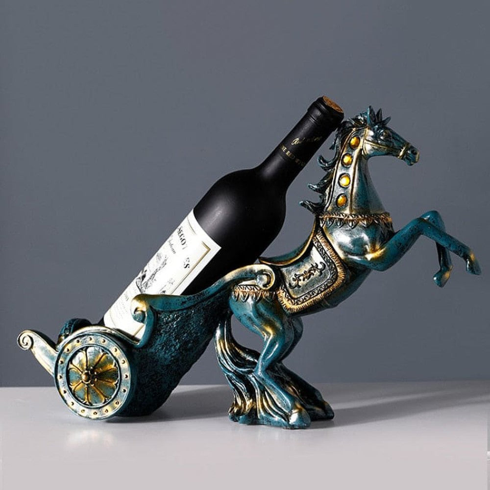 Horse and Chariot Wine Bottle Display Holder-