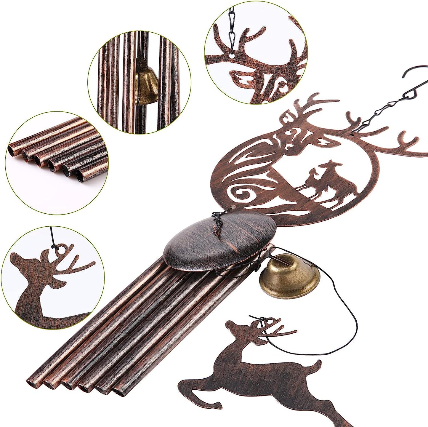 Deer Wind Chimes for Outside Decorations, Unique Wind Chimes Outdoor Deep Tone, Gardening Gifts for Women, Men, Grandma, Unisex,25.5inch Sympathy Wind Chimes