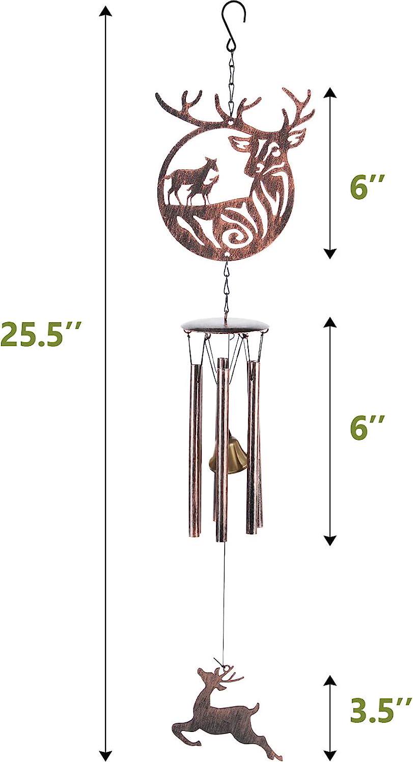 Deer Wind Chimes for Outside Decorations, Unique Wind Chimes Outdoor Deep Tone, Gardening Gifts for Women, Men, Grandma, Unisex,25.5inch Sympathy Wind Chimes