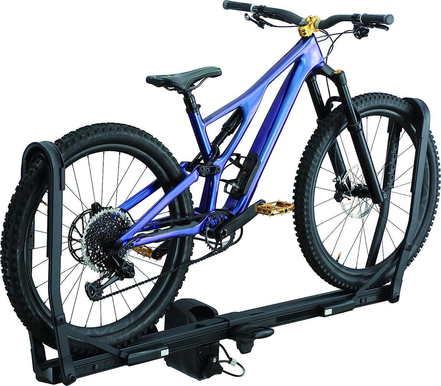 INH110 Tire Hold Hitch Mount (1.25 /2 ) Platform Rack (1) Bike (E-Bike, Fat Tire, Full Suspension, Carbon Compatible)