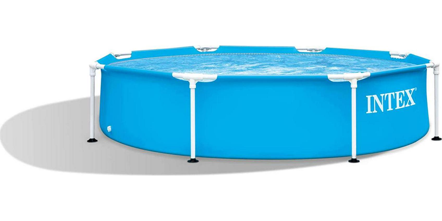 INTEX 28205EH Metal Frame Above Ground Swimming Pool: 8ft x 20in Puncture-Resistant Material Easy Assemble Rust Resistant 483 Gallon Capacity-