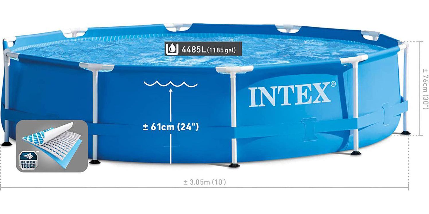 INTEX 28201EH 10ft x 30in Metal Frame Pool with Cartridge Filter Pump for Above-Ground Pool