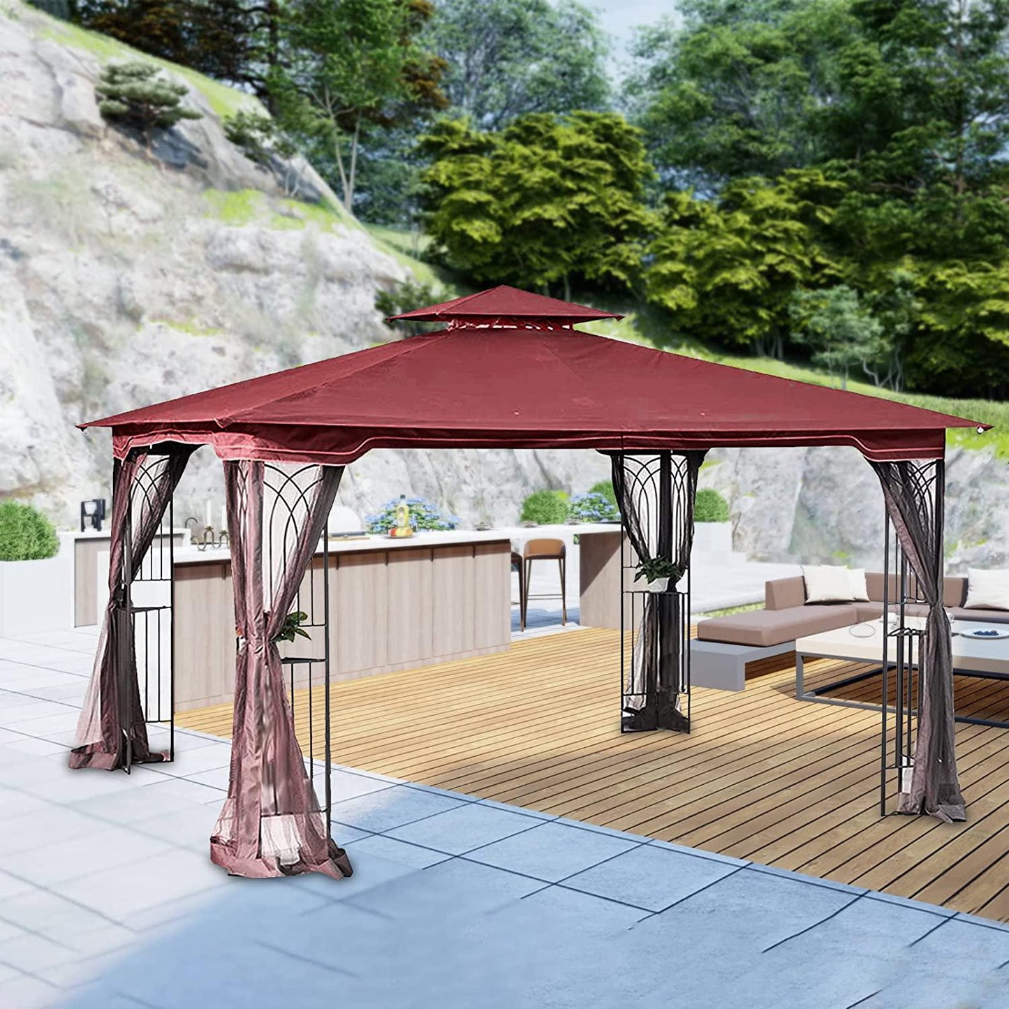 ISAGAPOY Replacement Canopy Top Cover for Garden Canopy Cover Roof with Air Vent for Gazebo (L-GZ798PST-E)