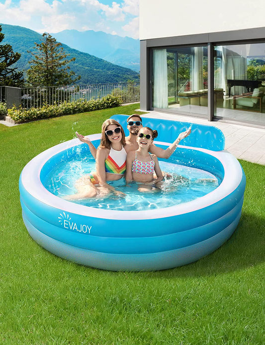 Inflatable Pool, EVAJOY Above Ground Swimming Pool for Kids with Bench, 88.5'' x 85'' x 20'' Inflatable Blow Up Pool-