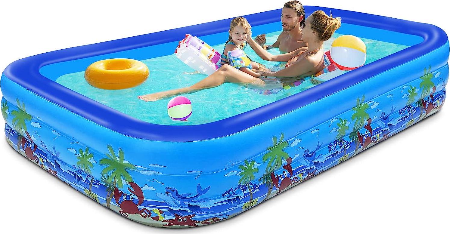 Inflatable Swimming Kiddie Pool 120 x 72 x 23 - Blow Up Family Full-Sized Water Pools - Ball Pit / Sand Pit / Fishing Pond for Kids, Babies, Toddlers, Indoor, Garden, Backyard Children Toy Gift-