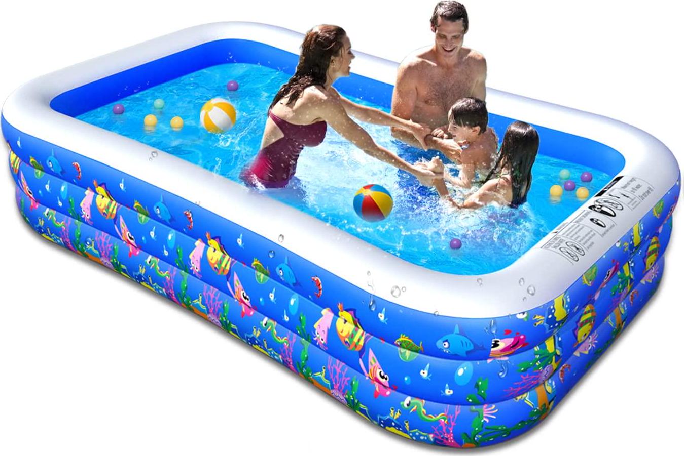 Inflatable Swimming Pool, Family Inflatable Swimming Lounge Pool 120 X 72 X 22 Full-Sized Inflatable Pool for Adults, Garden, Backyard, Outdoor Summer Water Party-