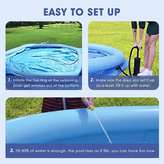 Inflatable Swimming Pool, Swimming Pool Above Ground 8ft x 25in, Round Inflatable Pools Adult, Quick Set Inflatable Pool, Top Ring Summer Water Party Pools, Outdoor Pool for Backyard Family-