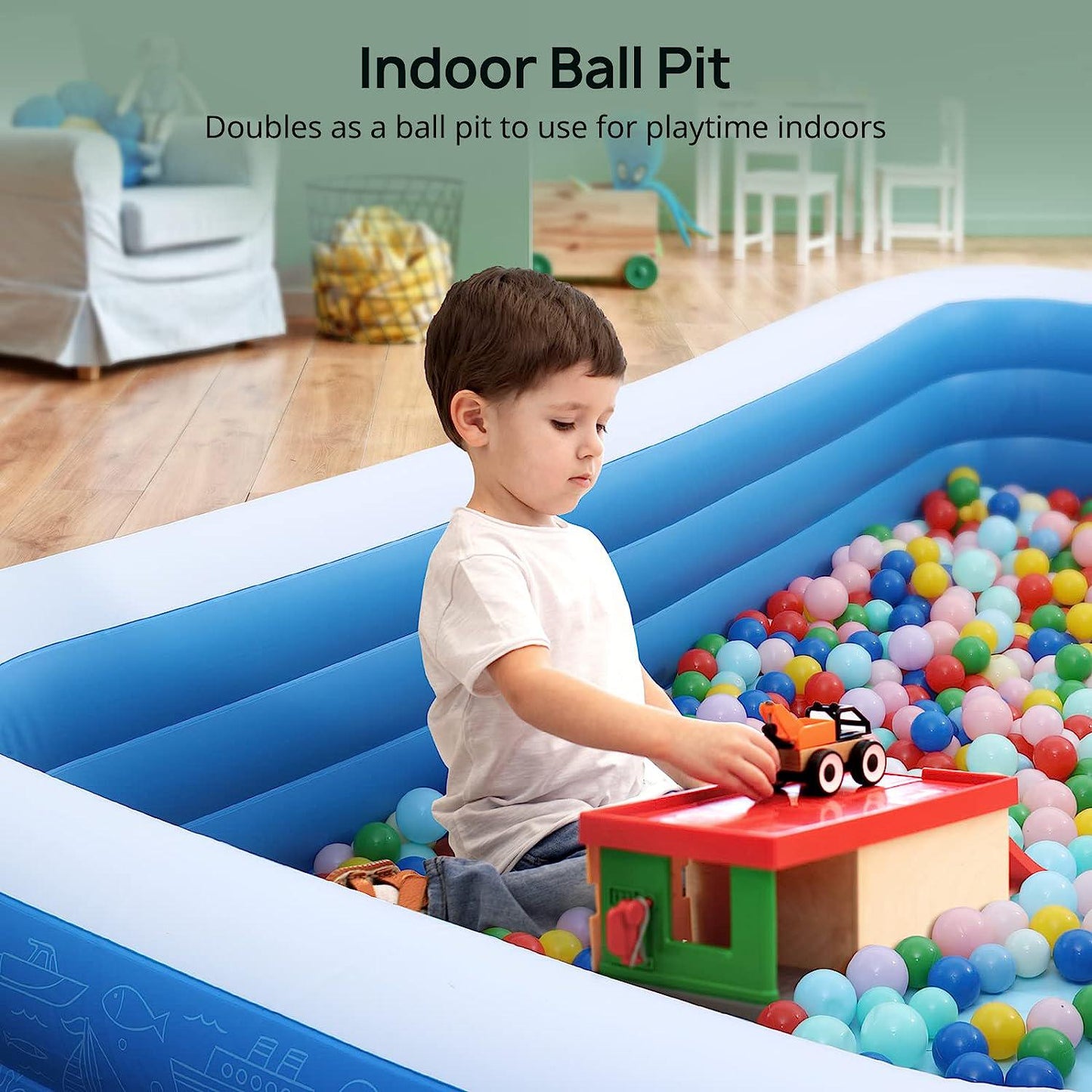 Inflatable Pool, 118''x72''x20'' Full-Size Inflatable Swimming Pool