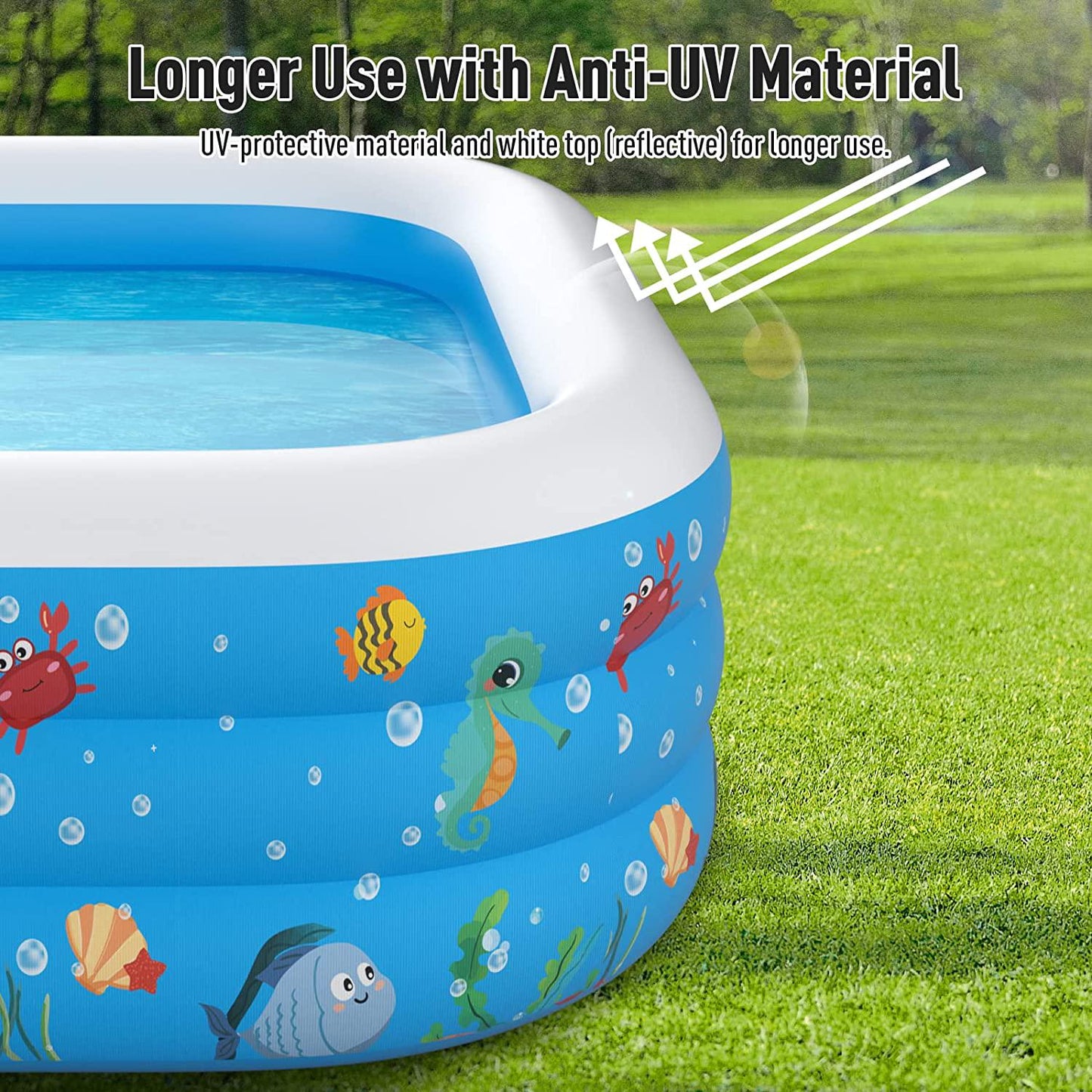 Inflatable Pool with Pump - 130'' x 72'' x 22'' Large Family Swimming Pool for Adults