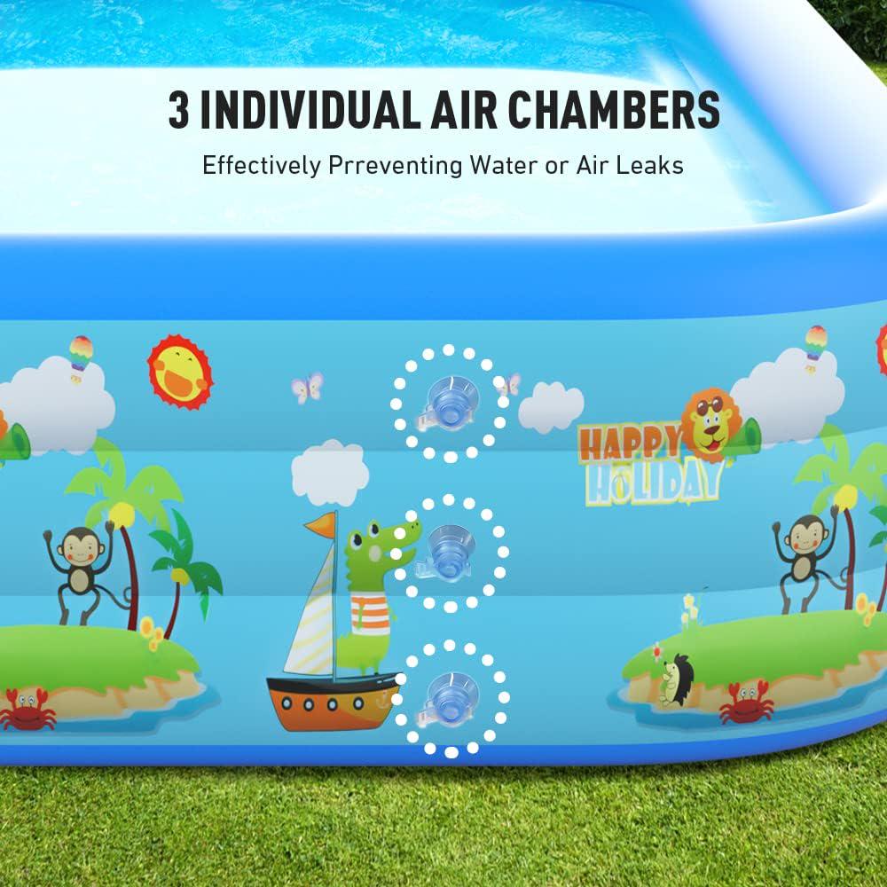 Inflatable Pool with Pump 130'' x 72'' x 22'' Full-Sized Family Pools Thickened Lounge Pool