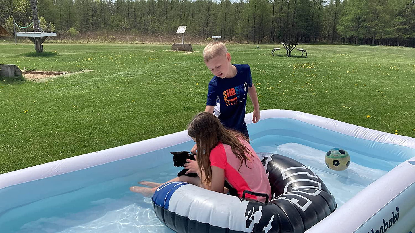 Inflatable Pool with Seats, Size: 130 x 72 x 22 Thickened Kiddie Pool for Kids, Toddlers and Adults, Blow Up Above Ground Swimming Pool for Family, Backyard, Garden, Lawn, Outdoor