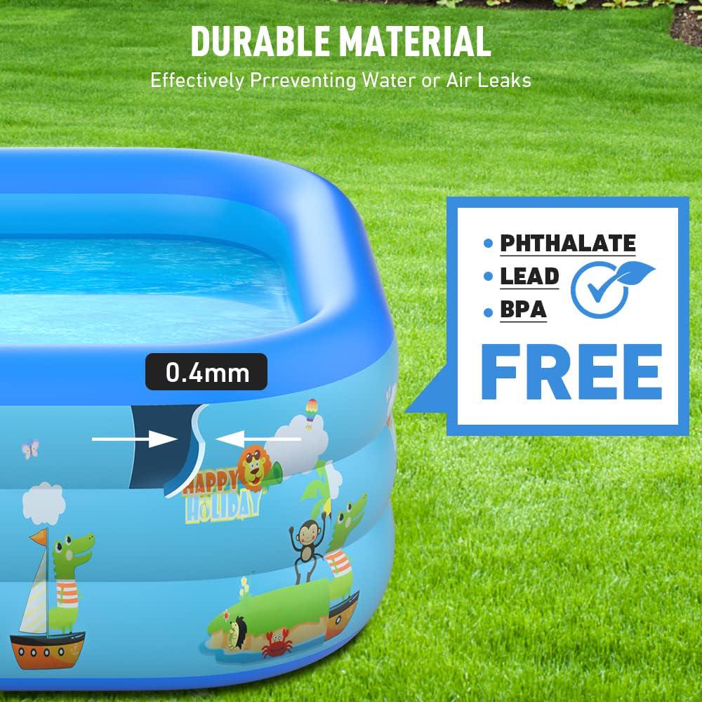 Inflatable Pool with Pump 130'' x 72'' x 22'' Full-Sized Family Pools Thickened Lounge Pool