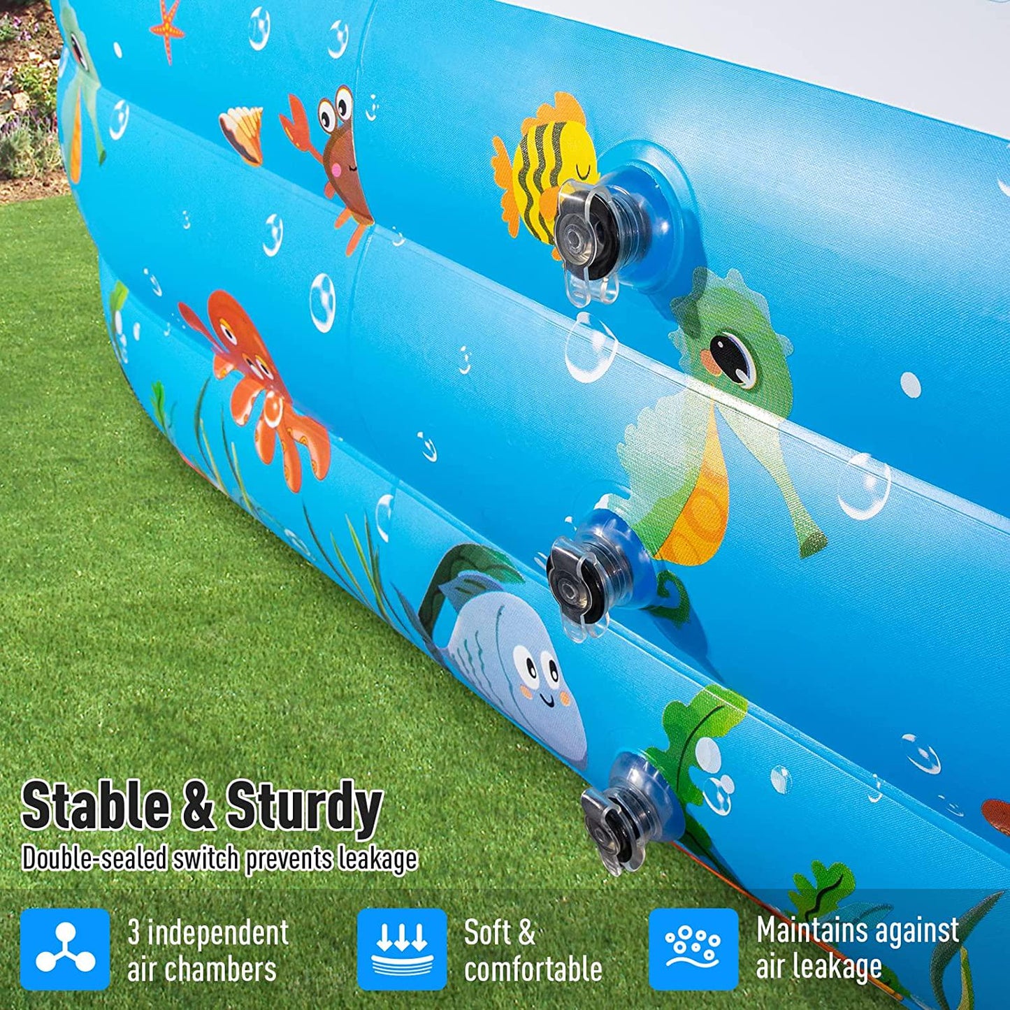 Inflatable Pool with Pump - 130'' x 72'' x 22'' Large Family Swimming Pool for Adults