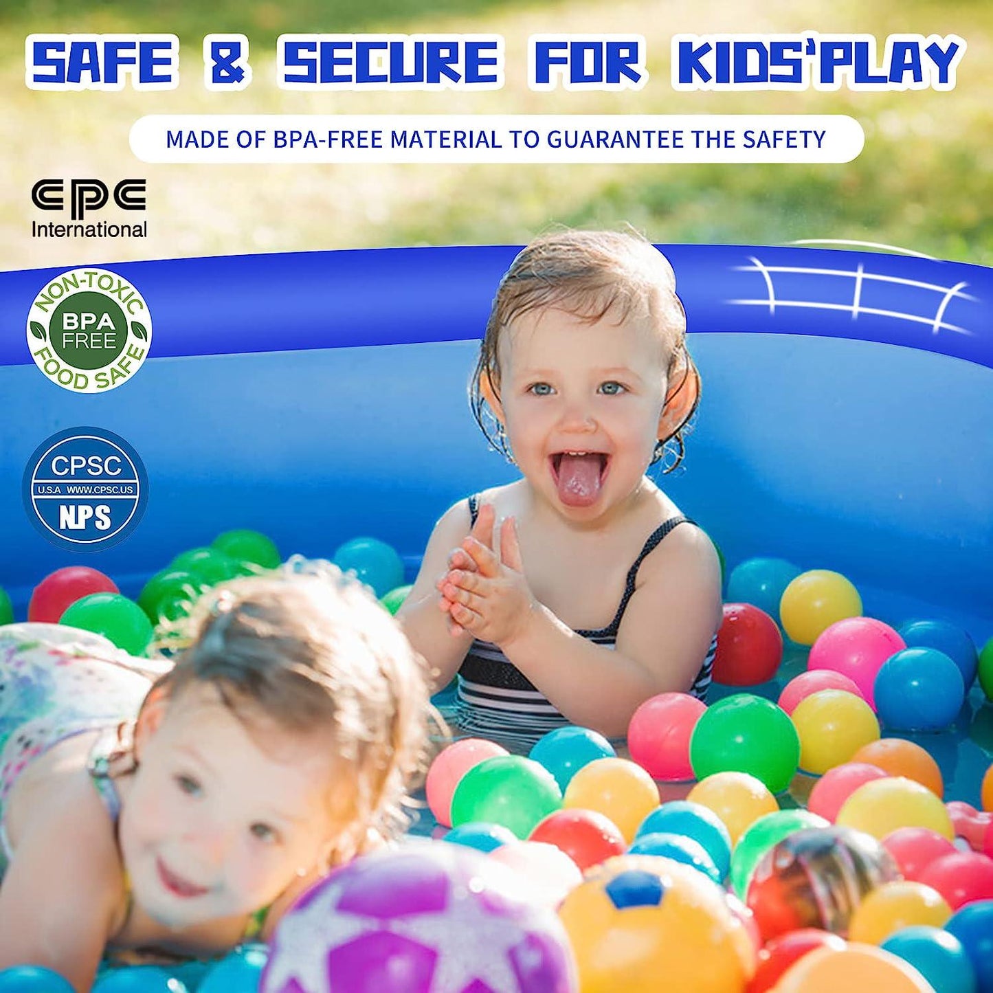 Inflatable Swimming Kiddie Pool 120 x 72 x 23 - Blow Up Family Full-Sized Water Pools - Ball Pit / Sand Pit / Fishing Pond for Kids, Babies, Toddlers, Indoor, Garden,