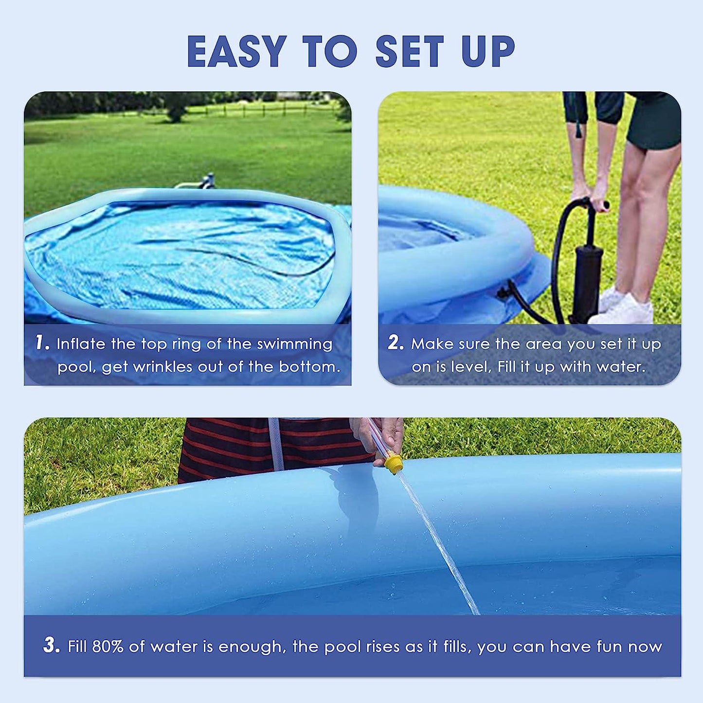 Inflatable Swimming Pool, Swimming Pool for Adults, Inflatable Top Ring Pool, Blow Up Pool for Kids, Family Pools for Backyard, Above Ground Pool (Medium (8 ft X 25 )