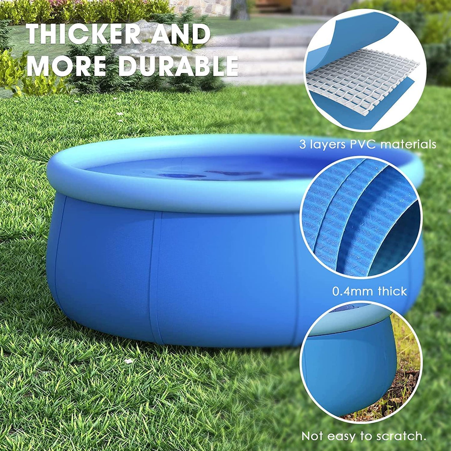 Inflatable Swimming Pool, Swimming Pool Above Ground 8ft x 25in, Round Inflatable Pools Adult, Quick Set Inflatable Pool, Top Ring Summer Water Party Pools, Outdoor Pool