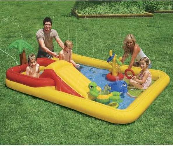 Intex 57454EP 100-inch x 77-inch Inflatable Ocean Children&#039;s Play Center Outdoor Backyard Kiddie Pool and Game Set