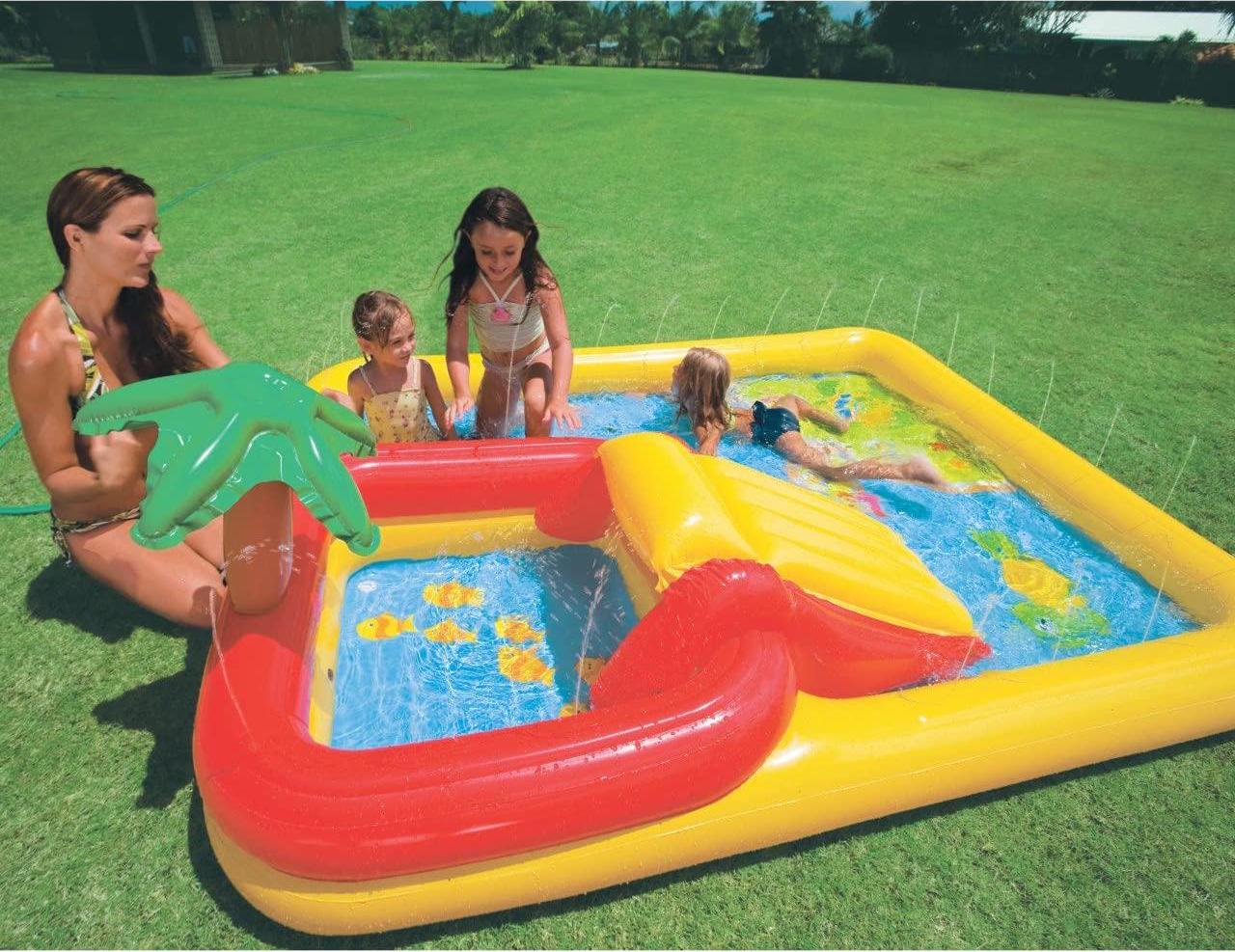 Intex 57454EP 100-inch x 77-inch Inflatable Ocean Children&#039;s Play Center Outdoor Backyard Kiddie Pool and Game Set