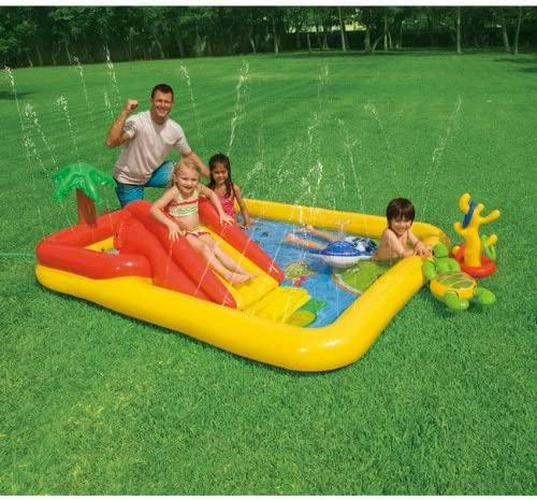 Intex 57454EP 100-inch x 77-inch Inflatable Ocean Children&#039;s Play Center Outdoor Backyard Kiddie Pool and Game Set