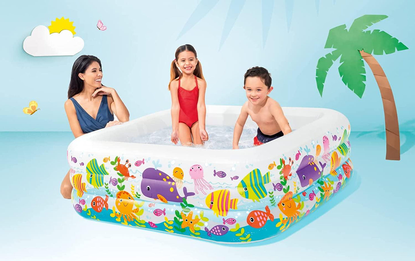 Intex Swim Center Clearview Aquarium Inflatable Pool, 62.5 X 62.5 X 19.5 , for Ages 3+