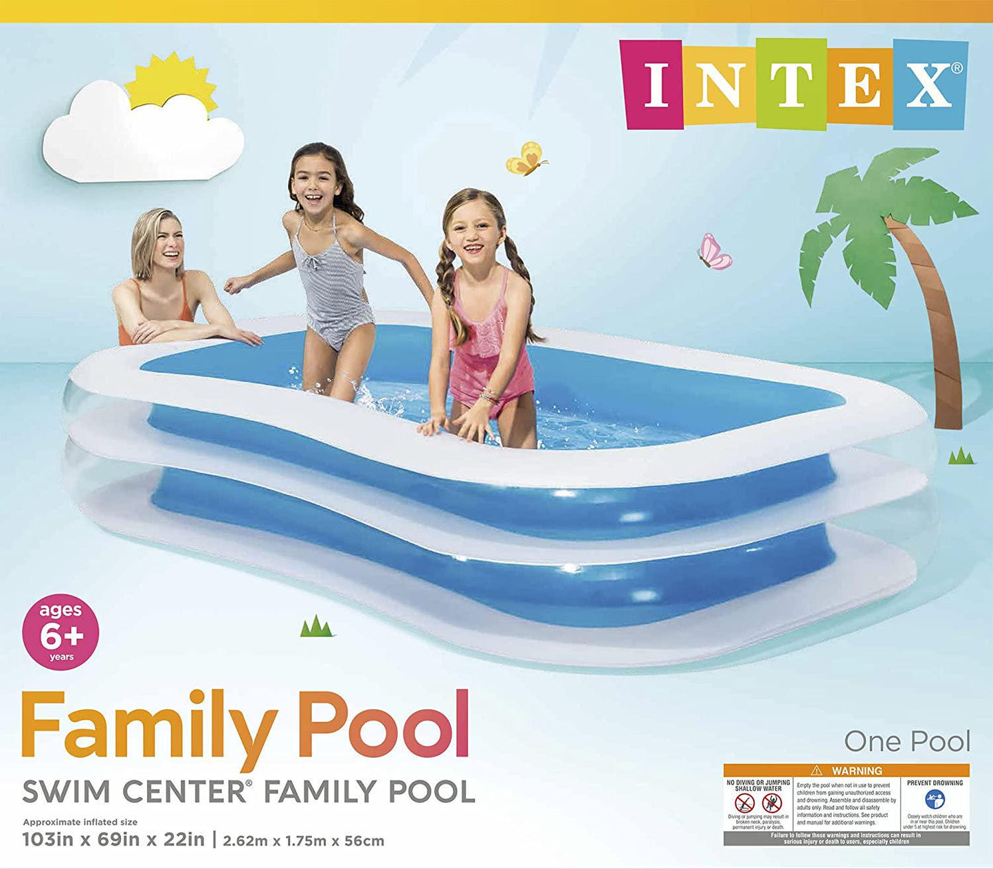 Intex Swim Center Family Inflatable Pool, 103 X 69 X 22 , for Ages 6+