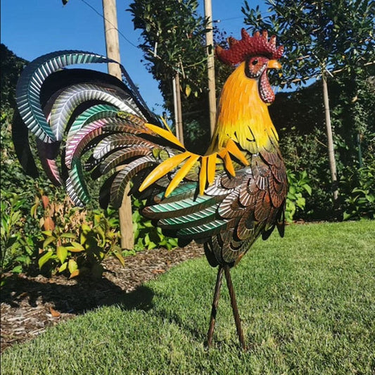 Iron Rooster Garden Sculpture-